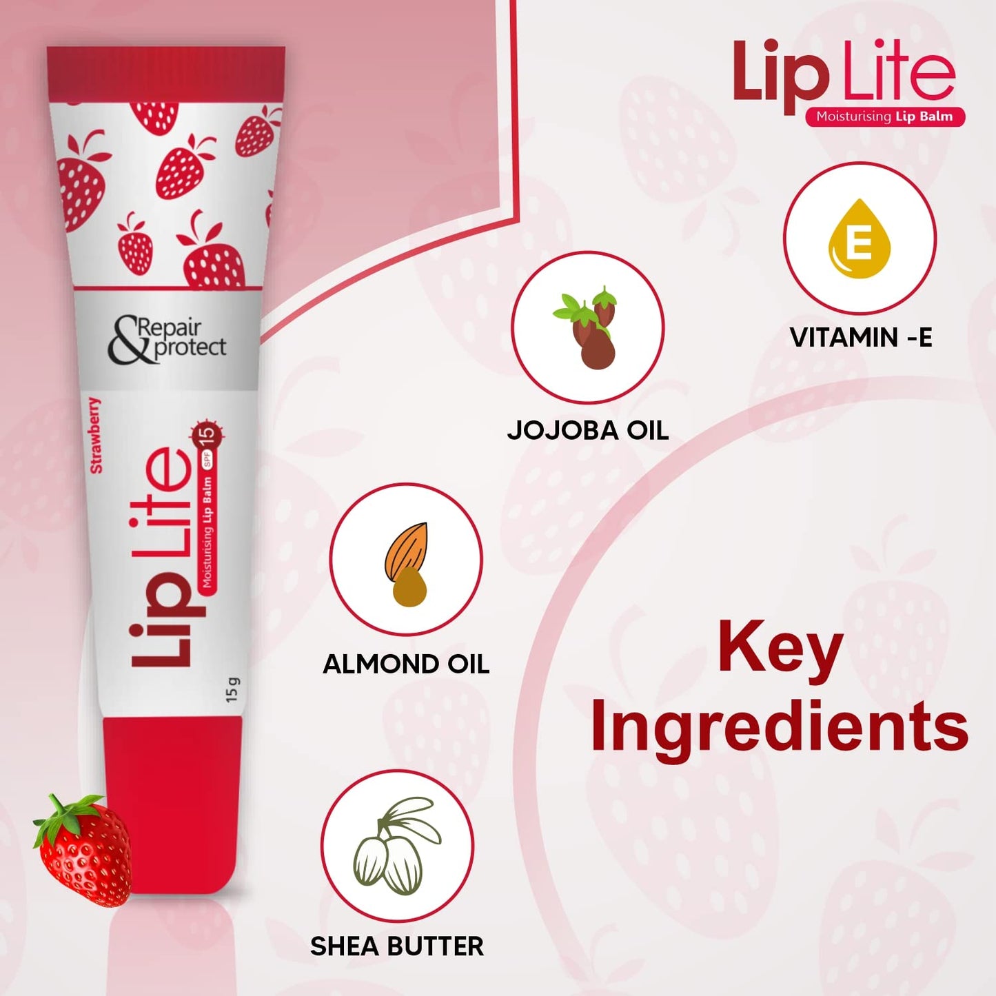 ORIVIO Lip Lite Moisturising Lip Balm – Strawberry (Pack of 5)